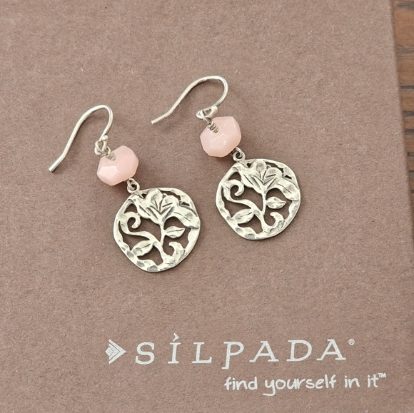 Silpada Jewelry - Silpada 925 Sterling Pink Soapstone Bead Floral Drop Earrings